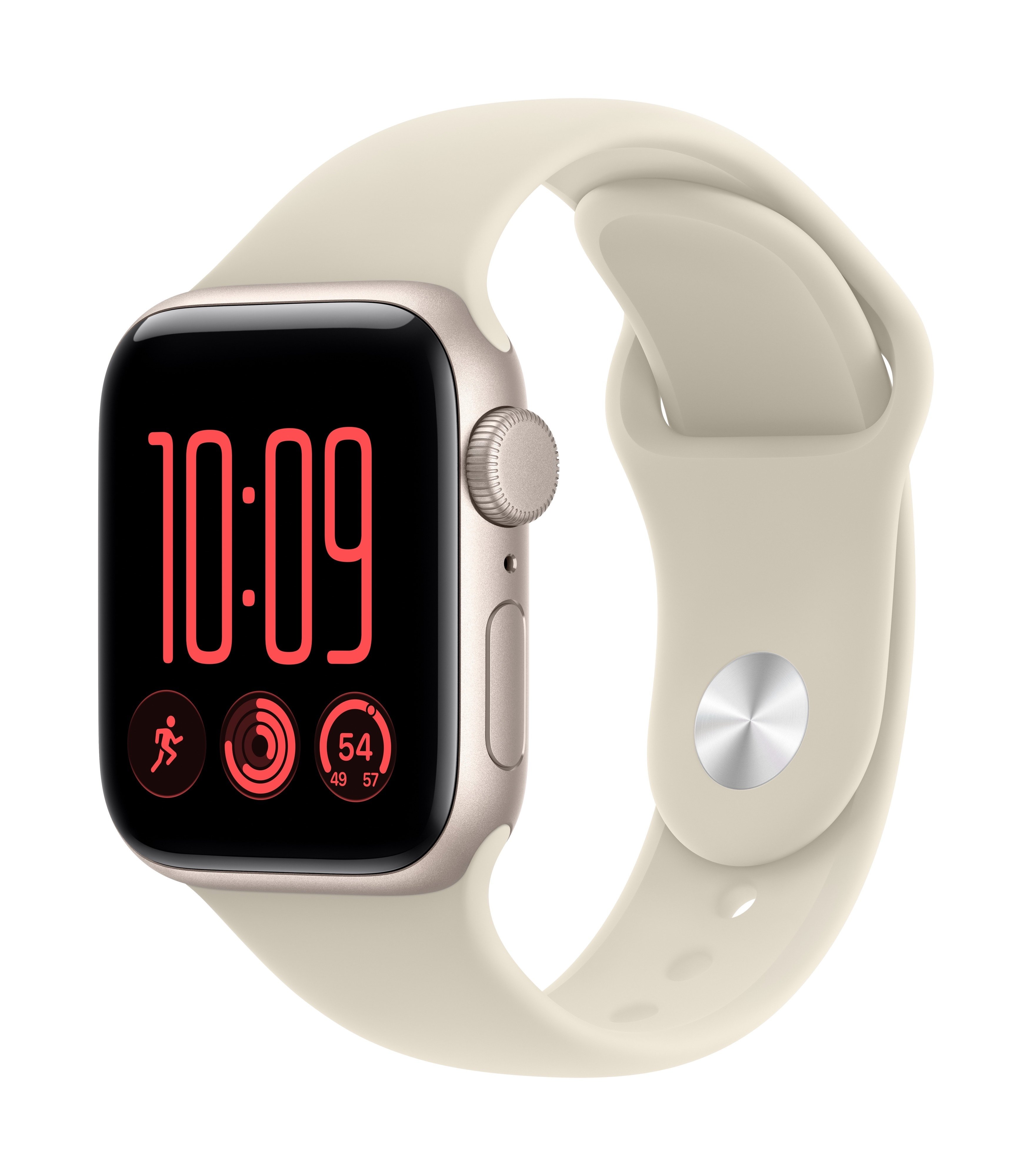 Apple Watch SE 3 (GPS) 40 mm tähtivalkea alumiinikuori ja hiekanvärinen urheiluranneke, S/M